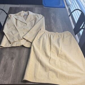 Vintage  80’s Cream Ultra Suede Skirt Suit Set